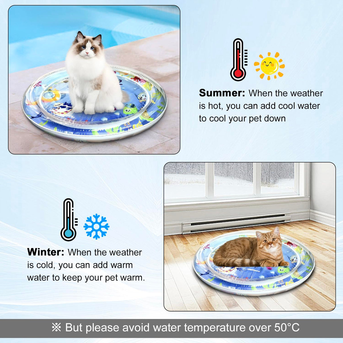 Baoyemes Cat Dog Water Mat, [2025 Newly Upgraded, Two Layers & Thicken ...