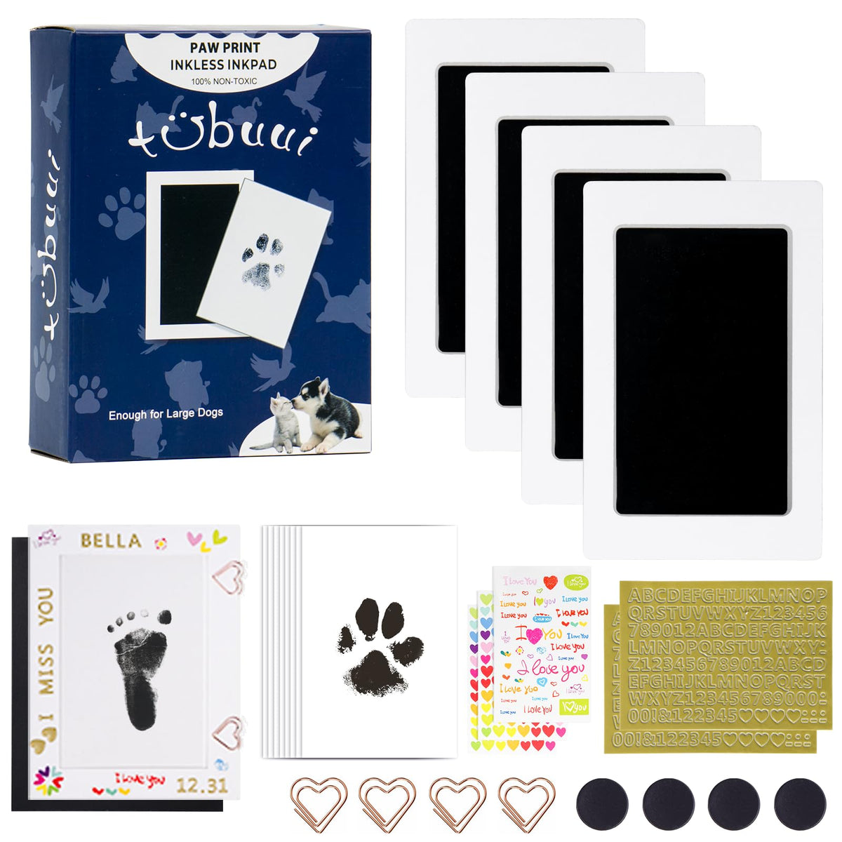 Tubuui Paw Print Kit For Dogs Cats,Inkless Dog Paw Print Kit, Dog Nose ...