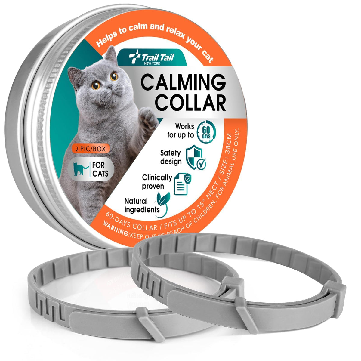 View of Trail Tail Calming Collar For Cats, Pheromone Collar For Cat Anxiety R ...