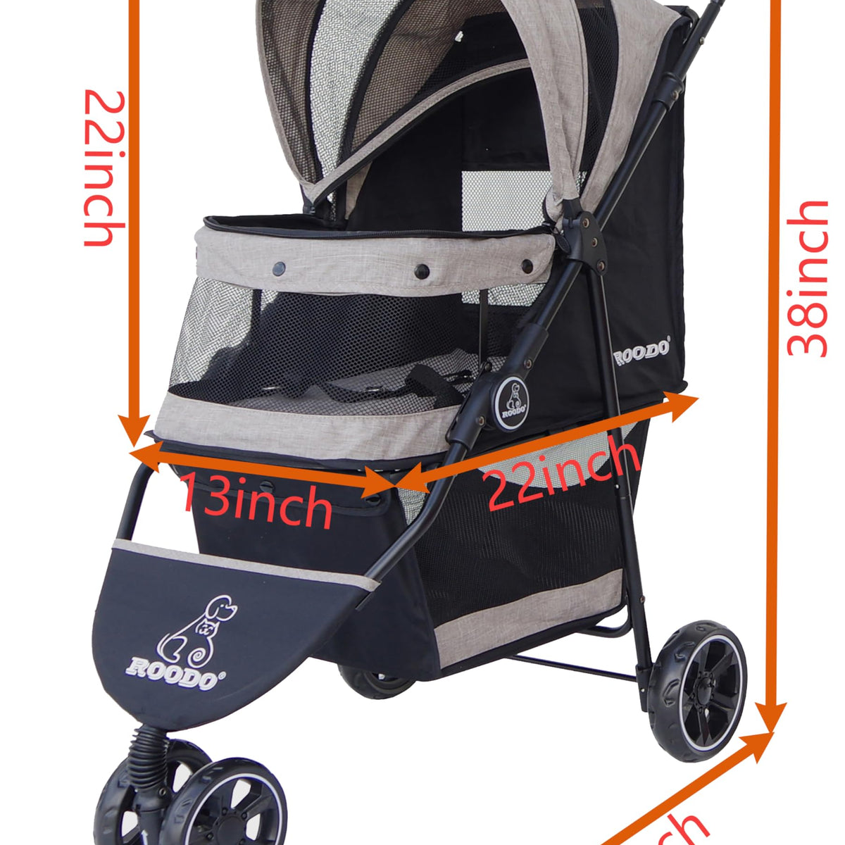 roodo dog stroller ROODO 3 Wheel Dog Stroller, Lightweight Foldable, All Terrain, 33"x18" –  Petocart