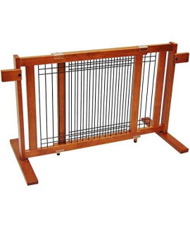 Crown Pet Freestanding Wood/Wire Pet Gate, Rubberwood 21" High -Small Span