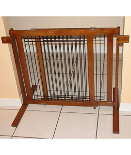 Crown Pet Freestanding Wood/Wire Pet Gate with Security Arms, Small Span