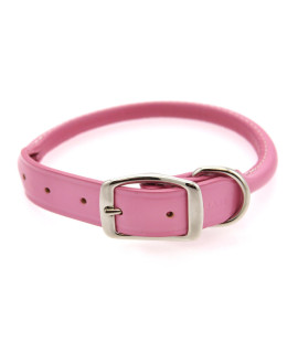 Round Leather Dog Collar by Auburn Leather - Pink