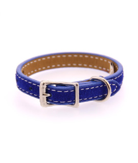 Saratoga Suede Leather Dog Collar by Auburn Leather - Blue