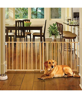 North States My Pet Extra Wide Swing Pet Gate, 60"-103" L x 27" H, Natural Wood