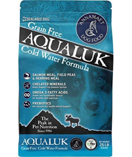 Annamaet Grain-Free Aqualuk Cold Water Fish Formula Dry Dog Food, (Salmon & Herring), 25-lb Bag