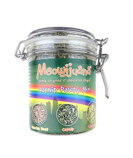 Meowijuana | Catnip Pawty Mix | Organic | Dried Premium 7 Herb Blend | High Potency | Perfect for Cat Toys | Grown in The USA | Feline and Cat Lover Approved