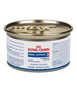 Royal Canin Veterinary Diet Feline Renal Support D Morsels In Gravy Canned Cat Food, 3.0 oz (Pack of 24)