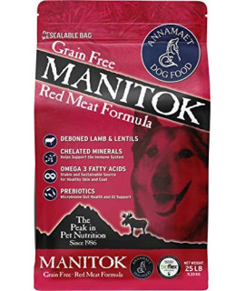 Annamaet Grain-Free Manitok Red Meat Formula Dry Dog Food, (Fresh Lamb), 25-lb Bag