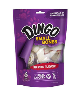 Dingo 156095 Rawhide Bones For Small Dogs, Chicken,White, 6-Count, 8 Ounces