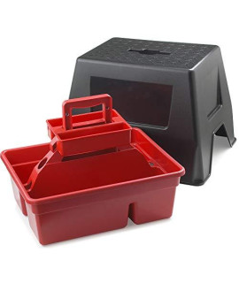 LITTLE gIANT Stable Storage Box and Stool DuraTote Stool and Tote Box with carrying Handle (Red) (Item No DTSSRED)