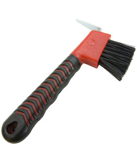 Intrepid International Rubber Hoof Pick with Brush, Red