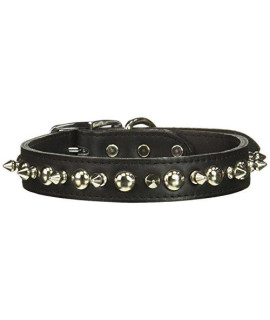 OmniPet Signature Leather Pet Collar with Spike and Stud Ornaments, Black, 1 by 22"