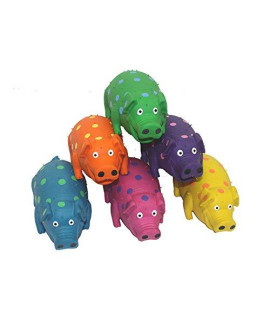 Multipets 9-Inch Latex Polka Dot Globlet Pig Dog Toy, Assorted Colors