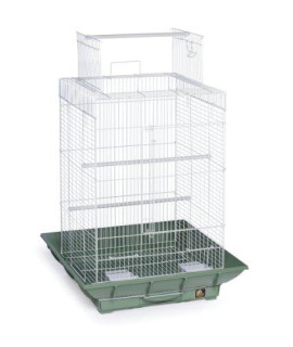 Prevue Hendryx SP851G/W Clean Life Play Top Cage, Green and White, 1/2
