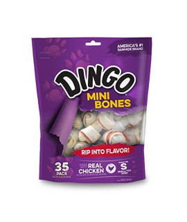 Dingo P-25002 Mini Bones, Rawhide For Small/Toy Dogs,White, 35-Count