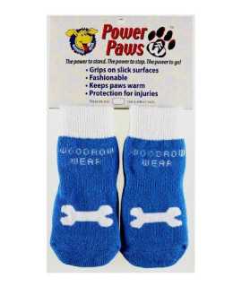 Woodrow Wear Power Paws Traction Socks for Dogs XL Blue wBone