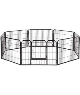 Pet Playpen Exercise Pen Dog fence Animal Kennel Cage Yard Travel Camping Wire Metal Portable Folding Indoor Outdoor Crate for Dogs with Door 24inches 8 panels and 16 panels (6424 inches, Black)