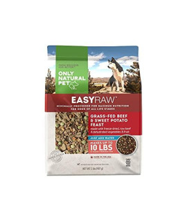 Only Natural Pet Easyraw Human Grade Dehydrated Raw Dog Food Formula That Contains Real Wholesome Nutrition, Low Glycemic, Paleo Friendly, Non-Gmo - Beef & Sweet Potato Flavor - 2 Lb Bag (Makes 10 Lbs)