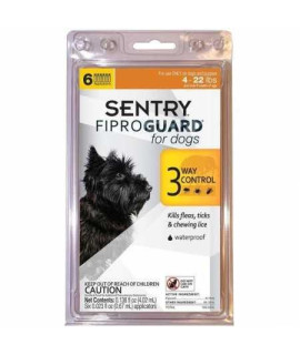 SENTRY Fiproguard for Dogs, Flea and Tick Prevention for Dogs (5-22 Pounds), Includes 6 Month Supply of Topical Flea Treatments