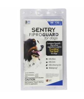 SENTRY Fiproguard for Dogs, Flea and Tick Prevention for Dogs (89-132 Pounds), Includes 3 Month Supply of Topical Flea Treatments