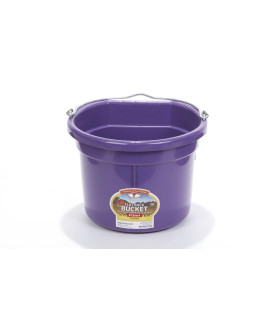 Plastic Animal Feed Bucket (Purple) - Little Giant - Flat Back Plastic Feed Bucket with Metal Handle (8 Quarts / 2 Gallons) (Item No. P8FBPURPLE)