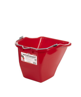 Plastic Better Bucket (Red) - Little giant - Ergonomically Designed & Durable Livestock Feed Bucket with Flat Back (10 Quart) (Item No. BB10RED )