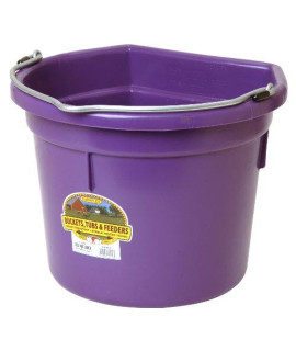 Little giant Plastic Animal Feed Bucket (Purple) Flat Back Plastic Feed Bucket with Metal Handle (22 Quarts 5.5 gallons) (Item No. P22FBPURPLE)