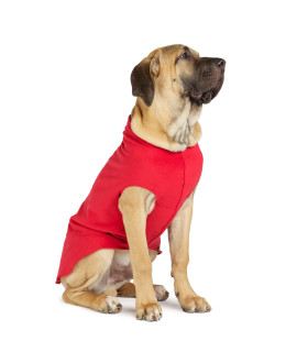 gold Paw Stretch Fleece Dog coat - Soft, Warm Dog clothes, Stretchy Pet Sweater - Machine Washable, Eco Friendly - All Season, Red, Size 4