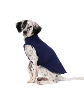 gold Paw Stretch Fleece Dog coat - Soft, Warm Dog clothes, Stretchy Pet Sweater - Machine Washable, Eco Friendly - All Season, Navy, Size 28