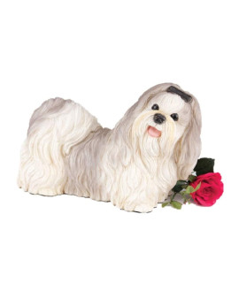 Shih Tzu Gray And White Cremation Pet Urn For Secure Installation Of Your Beloved Pets Ashes.Rose Not Included.