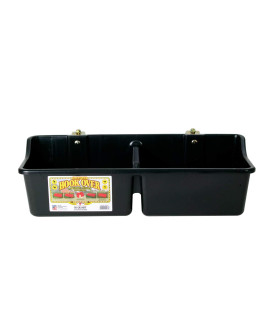Hook Over Portable Feeder with Divider (Black) - Little Giant - Heavy Duty Plastic Mountable Feeding Trough for Livestock & Pets (16 Quart) (Item No. HFP24DBLACK)