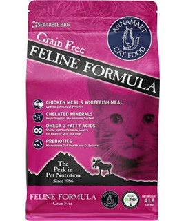 Annamaet Grain-Free Feline Formula Dry Cat Food, (Chicken & Fish), 4-lb bag
