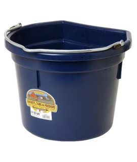 Little giant Plastic Animal Feed Bucket (Navy) Flat Back Plastic Feed Bucket with Metal Handle (22 Quarts 5.5 gallons) (Item No. P22FBNAVY)