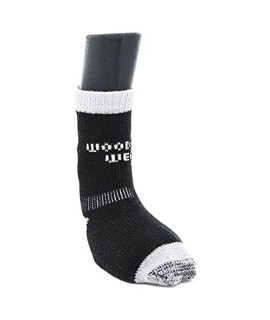 Woodrow Wear, Power Paws Greyhound Edition Advanced Dog Socks, Black Grey, L, Fits 70-95 pounds