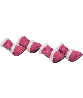 Pet Life Shearling Sherpa DUggZ Paw Boots (Set of 4) Pink M