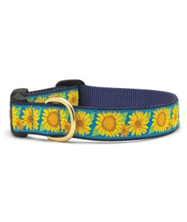 Up country Bright Sunflower Dog collar Small (9 to 15 inches) 1 inch Wide Width