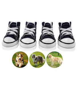 abcGoodefg Pet Dog Shoes Puppy Canvas Sneaker Boots, Outdoor Nonslip Causal Shoes Rubber Sole Soft Cotton Inner Fabric Shoes for Small Dog(4(1.732.20), Blue)