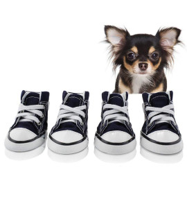 abcgoodefg Pet Dog Shoes Puppy Nonslip canvas Sport Sneaker Boots Rubber Sole Shoes for Small Pet Dogs, Dark Blue