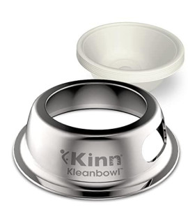 Kinn Kleanbowl Pet Bowl Stainless Steel Frame with compostable Refills, 8 oz (Pack of 1) - Spill-Proof Stable Disposable Pet Bowls for Easy cleaning and Healthy Pets