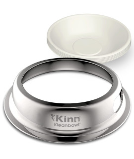 Kinn Kleanbowl Pet Bowl Stainless Steel Frame with compostable Refills, 24 oz (Pack of 1) - Spill-Proof Stable Disposable Pet Bowls for Easy cleaning and Healthy Pets