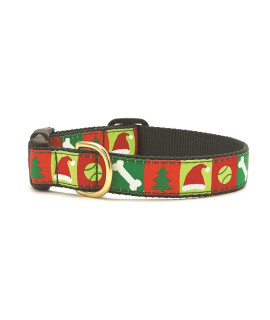 Up Country Christmas List Dog Collar (Medium (12 to 18 Inches) 1 Inch Wide Width)