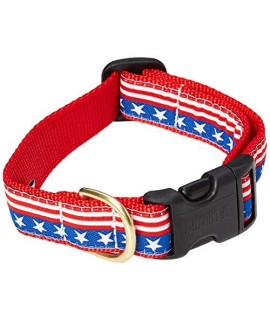 Up Country Stars and Stripes Dog Collar, Medium (12 to 18 inches) 1 inch Wide Width