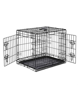 Basics Double-Door Folding Metal Dog or Pet crate Kennel with Tray 24 x 18 x 20 Inches