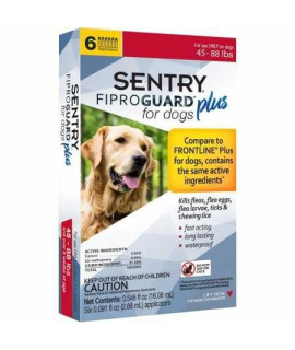 SENTRY Fiproguard Plus for Dogs, Flea and Tick Prevention for Dogs (45-88 Pounds), Includes 6 Month Supply of Topical Flea Treatments