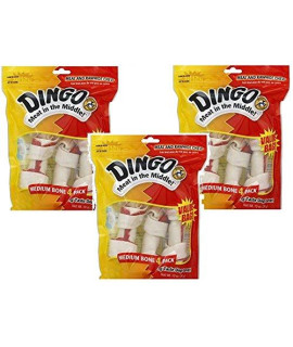 Dingo Rawhide chew Medium Bones 12-count 3 Packs With 4 Bones Per Pack