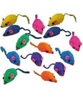 PetEdge 10 Rainbow Mice Cat Toys with Real Rabbit Fur That Rattle by Zanies (Standard Version)