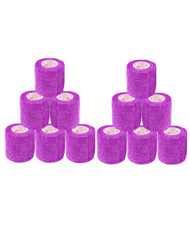 2 Inch Vet Wrap Tape Bulk (Purple) (Pack of 12) Self Adhesive Adherent Adhering Flex Bandage grip Roll for Dog cat Pet Horse