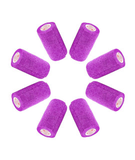 4 Inch Vet Wrap Tape Bulk (Purple) (Pack of 6) Self Adhesive Adherent Adhering Flex Bandage Grip Roll for Dog Cat Pet Horse