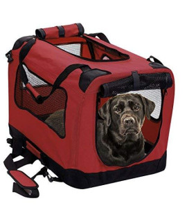2Pet Foldable Dog Crate - Soft Easy To Fold & Carry Dog Crate For Indoor & Outdoor Use - Comfy Dog Home & Dog Travel Crate - Strong Steel Frame Washable Fabric Cover Frontal Zipper Xl Red